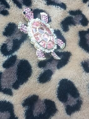 Pink Turtle Brooch